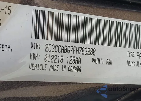 2015 Chrysler 300 300S from USA, damaged, VIN 2C3CCABG7FH763288